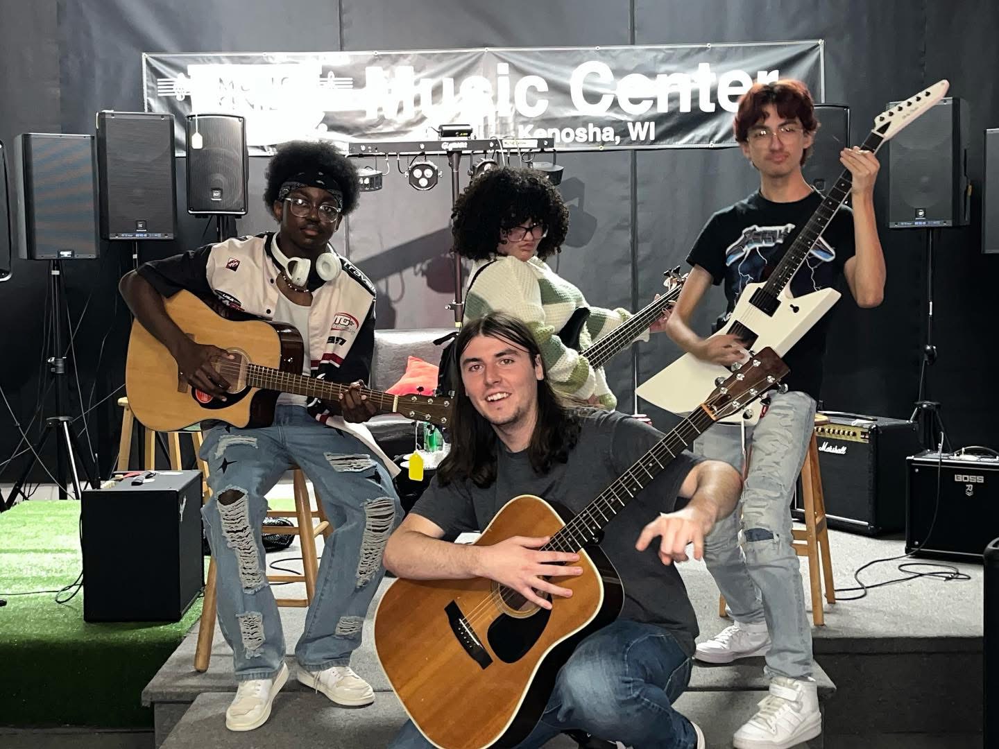 Mitch and students at the Music Center